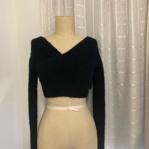 Cropped wrap sweater